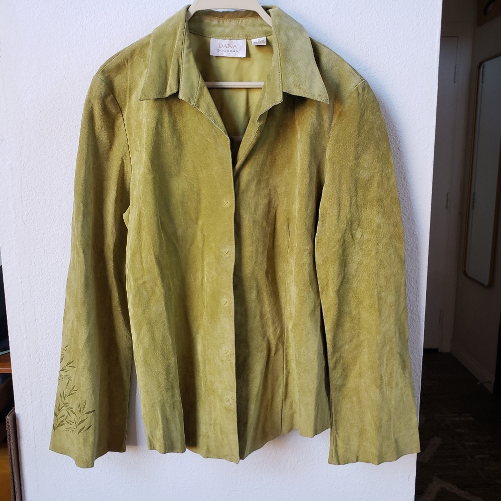 Dana Buchman Women's Olive Green Suede Jacket Size 16